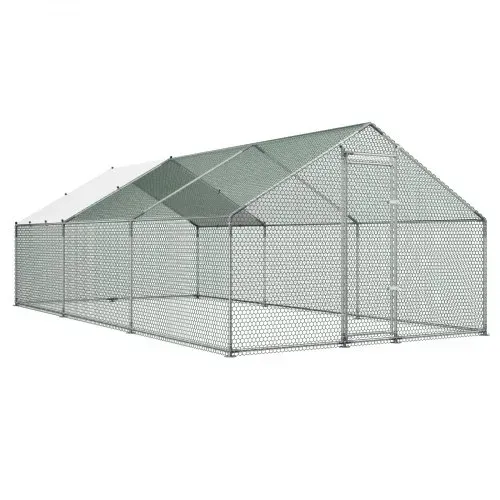 VEVOR Hühnerstall Metall 3x5,95x2m Begehbarer Hühnerauslauf mit Abdeckung, Hühnerhaus mit Turmdach & Sicherheitsschloss Enten- & Kaninchenkäfig, Geflügelgehege für Hinterhof Bauernhof Hof – Bild 10