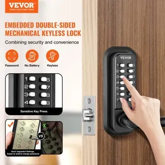 VEVOR Schlüsselloses Türschloss mit Mechanischem Codeschloss, Doppelseitig Eingebettetes Türschloss-Set, 14-Passwortschloss, 35–65 mm Kombination Code Türschloss Geeignet für Garage, Hotel, Büro usw. VEVOR Schlüsselloses Türschloss mit Mechanischem Codeschloss, Doppelseitig Eingebettetes Türschloss-Set, 14-Passwortschloss, 35–65 mm Kombination Code Türschloss Geeignet für Garage, Hotel, Büro usw.