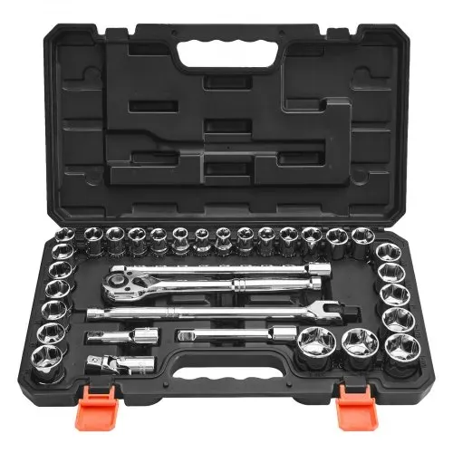 VEVOR Steckschlüsselsatz 33-tlg. 12,7 mm Antriebssteckschlüssel und Ratschensatz, SAE und metrisch, Werkzeugsatz mit Ratschenschlüssel, Verlängerungsstange Tragkoffer, CR-V-Legierungsstahl – Bild 10
