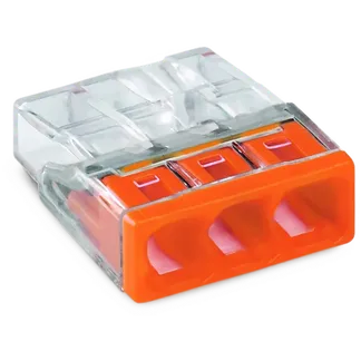 COMPACT-Verbindungsdosenklemme WAGO, eindrähtige Leiter, 3 Klemmstellen, orange COMPACT-Verbindungsdosenklemme WAGO, eindrähtige Leiter, 3 Klemmstellen, orange