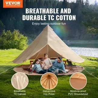 VEVOR Canvas-Glockenzelt 3 m 4-Jahreszeiten-Canvas-Zelt für Camping mit Herdanschluss VEVOR Canvas-Glockenzelt 3 m 4-Jahreszeiten-Canvas-Zelt für Camping mit Herdanschluss