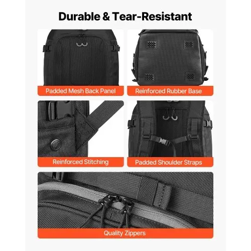 VEVOR Skitasche, 55 L, Reiserucksack für Snowboardstiefel, Skischuhtasche aus strapazierfähigem 1680D Oxford, Skisack für Ski, Snowboard, Helm, Schutzbrille, Handschuhe, Zubehör (schwarz) – Bild 3
