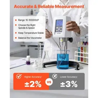VEVOR Digitalanzeige Rotationsviskosimeter 10-100000 cP, Digitales Viskositätsmessgerät ±2% Genauigkeit Inkl. 4 Retoren LCD-Display Temperaturfühler, Drehviscometer für Tinten Farben Klebstoffe Fette VEVOR Digitalanzeige Rotationsviskosimeter 10-100000 cP, Digitales Viskositätsmessgerät ±2% Genauigkeit Inkl. 4 Retoren LCD-Display Temperaturfühler, Drehviscometer für Tinten Farben Klebstoffe Fette