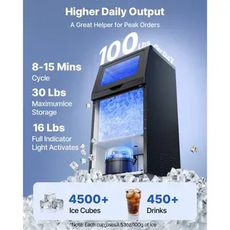 VEVOR Kommerzielle Eismaschine 45 kg/Tag, Eiswürfelbereiter mit 7,3-13,3 kg Eisvorratskapazität, Eiswürfelmaschine aus Edelstahl mit LED-Anzeige und Selbstreinigung, Ideal für Restaurant, Café und Bar VEVOR Kommerzielle Eismaschine 45 kg/Tag, Eiswürfelbereiter mit 7,3-13,3 kg Eisvorratskapazität, Eiswürfelmaschine aus Edelstahl mit LED-Anzeige und Selbstreinigung, Ideal für Restaurant, Café und Bar
