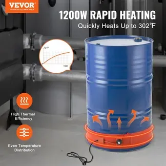 VEVOR 208L Metallfassung Eimerheizer Heizband 1200 W 30-150°C Einstellbar VEVOR 208L Metallfassung Eimerheizer Heizband 1200 W 30-150°C Einstellbar