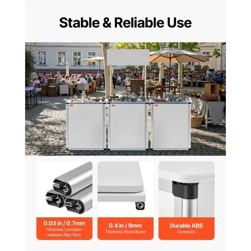 VEVOR Tragbare Messetheke Messetresen, 78,5 × 38 × 181,5 cm Messestand Ausstellungs-Thekenständer, Faltbarer Promotion-Einzelhandels-Bartisch, Rezeption Messestand mit Aufbewahrungsregal, Tragetasche – Bild 6