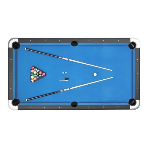 VEVOR Billardtisch 213 cm moderner Spieltisch mit verstellbaren Füßen, komplettes Set inkl. Bällen/Queues/Ständer/Kreide/Bürste, für Spielzimmer Freizeiträume schwarz mit blauem Tuch – Bild 8