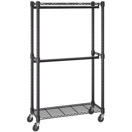VEVOR Rollbarer Kleiderständer Garderobenständer 1 Kleiderstange, 2-lagig, 136 kg Belastbar Strapazierfähiger Rollbarer Kleiderständer für Schlafzimmer, Wäscheraum, Ankleidezimmer, Eingang usw. – Bild 8