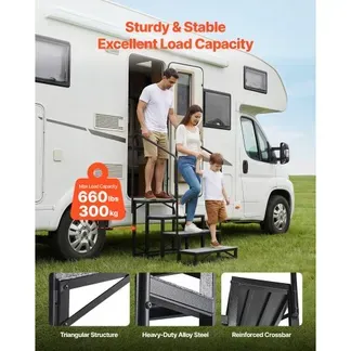 VEVOR Wohnmobiltreppe mit 2 Handläufen (4 Stufen), Standtreppe mit 300 kg Tragkraft, Außentreppe mit Rutschfester Matte für Senioren/Haustiere, Trittstufe für Camper, Mobilheim, Veranda, Pool und Spa VEVOR Wohnmobiltreppe mit 2 Handläufen (4 Stufen), Standtreppe mit 300 kg Tragkraft, Außentreppe mit Rutschfester Matte für Senioren/Haustiere, Trittstufe für Camper, Mobilheim, Veranda, Pool und Spa