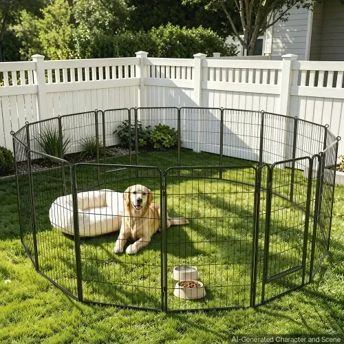 VEVOR Welpenauslauf Welpen-Freigehege Laufgitter Welpenzaun 101,6cm 16-tlg., Spielplatz für Große Hunde Katzen & Andere Kleintiere Faltbar Durch die Verschiedenen Formen Vielfältig Einsetzbar – Bild 7
