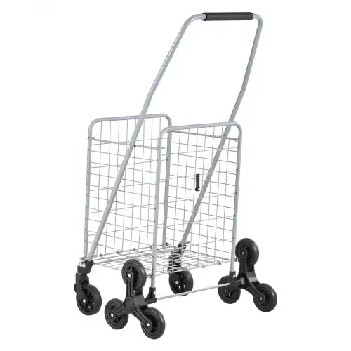 VEVOR Treppenkarre, 45 l, Treppensteiger-Einkaufswagen mit 360°-Lenkrädern, Treppensteiger-Mehrzweckwagen mit drei Rädern, faltbar, zusammenklappbar Transportkarre, Ideal für Wäschetransporte, Silber – Bild 9