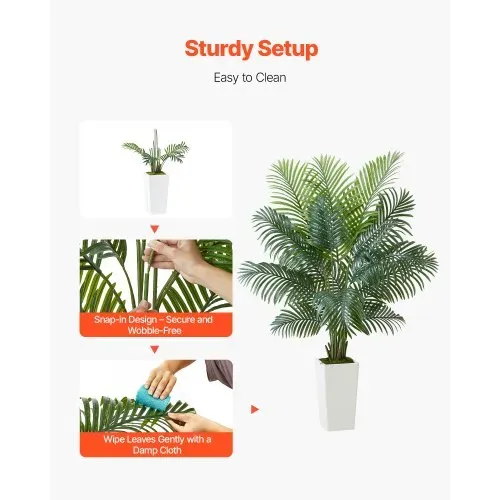 VEVOR Künstliche Areca-Palme, 1,8 m, künstliche tropische Palmenpflanzen mit weißem Pflanzgefäß, Kunstseidenpflanze im Topf, Kunstbaum für Veranden, Wohnzimmer, Terrassen, Zuhause, Büro – Bild 3