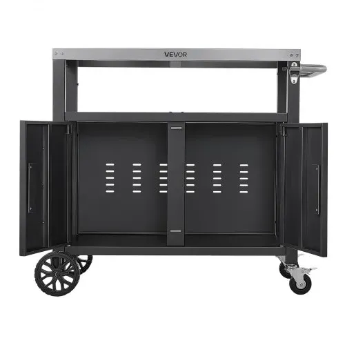 VEVOR Outdoor-Grillwagen mit Aufbewahrungsschrank, 92 cm Grilltisch mit Edelstahlplatte, Griff, Rollen und Flaschenöffner, Küchenwagen & Servierwagen für Terrasse, Garten, Bar und BBQ-Bereich – Bild 9