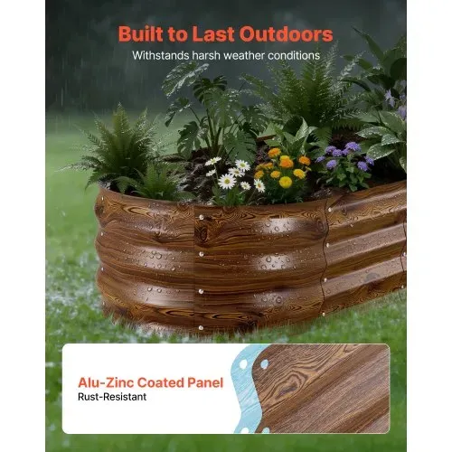 VEVOR Hochbeet Metall 2er-Pack 120x60x30 cm, Ovales Gartenbeet, Pflanzkasten-Set für den Außenbereich, Gemüsebeet mit Handschuhen, Blumenbeet Bodenlos, Pflanzbeet für Blumen & Gemüse – Bild 4