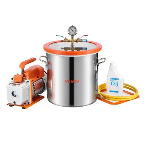 VEVOR Vakuumpumpe mit 11,4 L Vakuumkammer, 3,5 CFM 99 L/min, 1-stufige Unterdruckpumpe 180 W, Vacuum Pump Kit, 1,5 m Schlauch, zur Stabilisierung von Holz und Entgasung von Silikonharz VEVOR Vakuumpumpe mit 11,4 L Vakuumkammer, 3,5 CFM 99 L/min, 1-stufige Unterdruckpumpe 180 W, Vacuum Pump Kit, 1,5 m Schlauch, zur Stabilisierung von Holz und Entgasung von Silikonharz