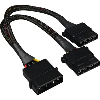 Y-Stromkabel 4Pin 5,25″ > 2x 4Pin 5,25″, Y-Kabel Y-Stromkabel 4Pin 5,25″ > 2x 4Pin 5,25″, Y-Kabel