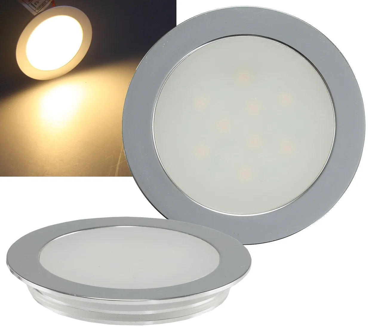 LED Einbauleuchte „EBL Slim WW“ IP67,1W, 50lm, Alu matt, warmweiß, Ø55mm LED Einbauleuchte „EBL Slim WW“ IP67,1W, 50lm, Alu matt, warmweiß, Ø55mm