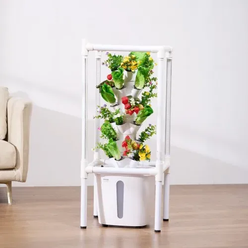 VEVOR Hydroponisches Anbausystem mit Wachstumslicht, 30 Steckplätze Hydroponik Turm mit 6 Ebenen, Hydronischer Garten für Zuhause mit Wasserpumpe, Pflanzenkeimungsset für Kräuter, Obst und Gemüse – Bild 7