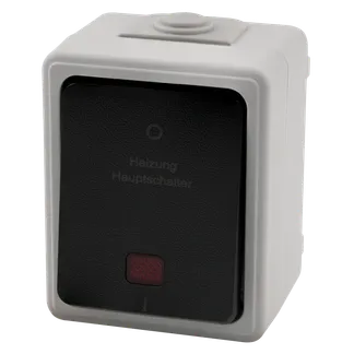 Feuchtraum Heizungs Hauptschalter McPower “Taff“, 250V~/10A, IP44, AP, grau Feuchtraum Heizungs Hauptschalter McPower “Taff“, 250V~/10A, IP44, AP, grau