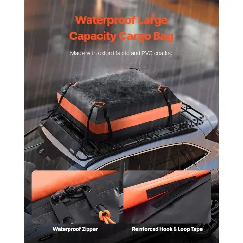 VEVOR Dachkorb Auto 1625 x 990 x 105 mm Dachträgerkorb 113,4 kg Tragkraft, Autodachkorb mit Wasserdichter Gepäcktasche Netz Ratschengurten, Gepäckkorb Geeignet für SUV Lkw Pkw, Schwarz – Bild 4