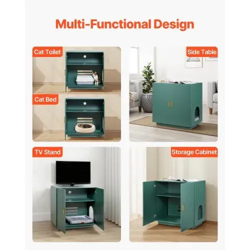 VEVOR Katzenschrank, 800x500x790 mm Katzenklo Schrank, Katzenkommode aus Holz mit Belüftungslöchern, Katzenhausmöbel mit Doppeltür, Beistelltisch, passend für die meisten Katzentoiletten – Bild 5