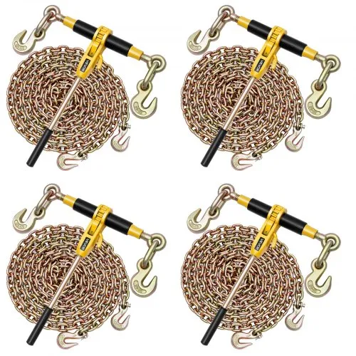 VEVOR Ratschenspanner mit Zurrketten G80 10 mm x 6,1 m, 4er-Set, Spannkraft 4173 kg, Transportkettenbefestigungen, Kettenbinder zur Ladungssicherung, Transport, Pritschenanhänger VEVOR Ratschenspanner mit Zurrketten G80 10 mm x 6,1 m, 4er-Set, Spannkraft 4173 kg, Transportkettenbefestigungen, Kettenbinder zur Ladungssicherung, Transport, Pritschenanhänger