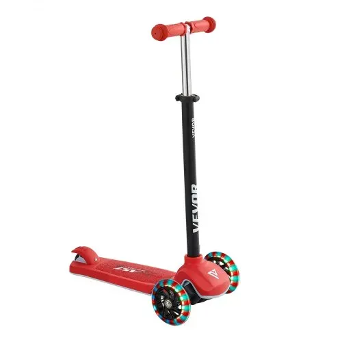 VEVOR Scooter (3 Räder) ab 3 Jahren, Cityroller Kinderroller mit leuchtenden Rädern & höhenverstellbarem Lenker & rutschfestem Deck & leichtem Aluminiumrahmen, Tretroller bis zu 75 kg, Rot – Bild 9