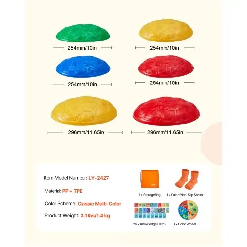 VEVOR Balance-Trittsteine für Kinder, 6er-Set, bis zu 100 kg, Hindernisparcours-Koordinationsspiel-Spielzeug zum Spielen im Innen- oder Außenbereich, Stapelsteine, Balancespiel für Kinder ab 3 Jahren – Bild 6