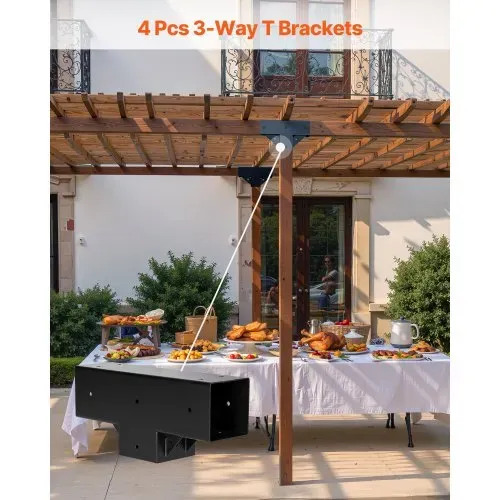 VEVOR Pfostenverbinder, 4er-Pack, T-förmige Pfostennecke für Posten mit einer Innengröße von 92 x 92 mm, 3-Wege-Pergola-Halterungen, Pavillon-Halterungssatz mit Schrauben – Bild 2