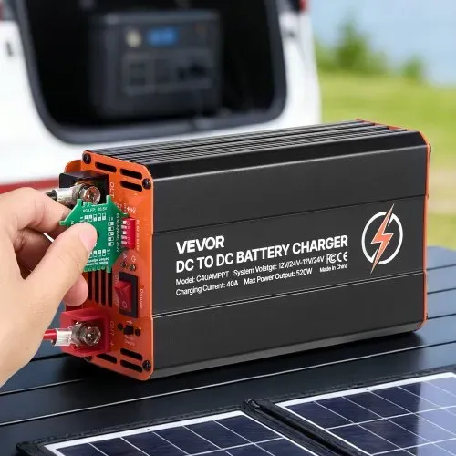 VEVOR DC-DC Batterieladegerät mit MPPT 520 W 40 A, Ladebooster Dual-Eingang für Solarpanel/Lichtmaschine, Laden für LiFePO4-Bleiakkus, 12 V/24 V-12 V/24 V, für Wohnmobil Notstromversorgung zu Hause – Bild 7
