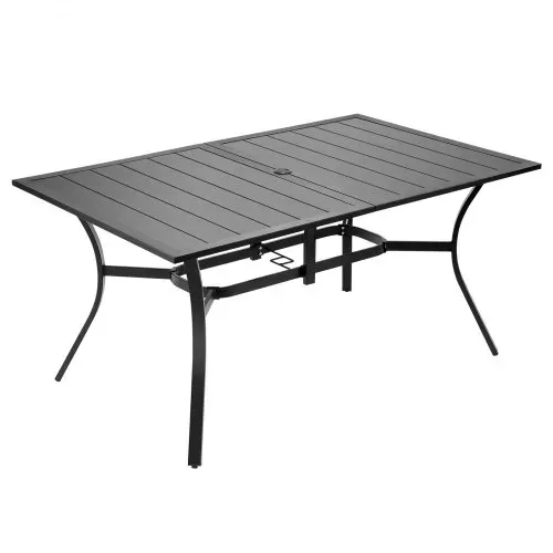 VEVOR Terrassentisch Gartentisch Balkontisch (1500 x 960 x 725 mm) aus Kohlenstoffstahl rechteckier Esstisch für Hof Terrasse Garten Veranda, wasserfest, mit 38 mm Schirmloch, 68 kg Tragkraft Schwarz – Bild 9