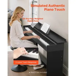 VEVOR Digitalpiano, 88 Tasten vollgewichtet anschlagdynamisch, E-Piano mit Möbelständer, Netzteil, Dreifachpedal, 680 Töne, unterstützt kabellose Verbindung, mit Kopfhörern, für Anfänger VEVOR Digitalpiano, 88 Tasten vollgewichtet anschlagdynamisch, E-Piano mit Möbelständer, Netzteil, Dreifachpedal, 680 Töne, unterstützt kabellose Verbindung, mit Kopfhörern, für Anfänger