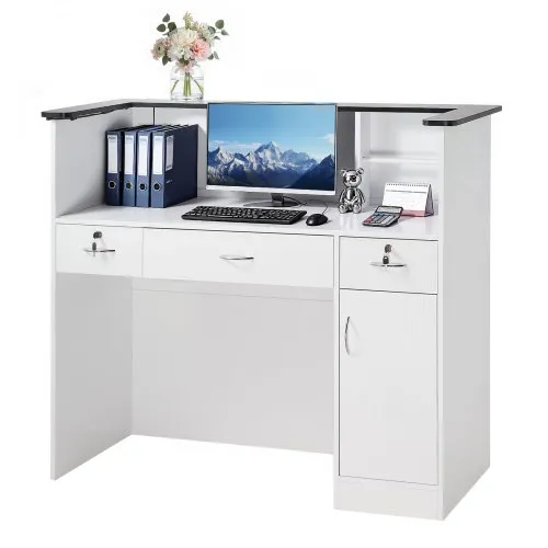 VEVOR Empfangstheke 127,5 cm Lang, Rechteckige Rezeptionstheke mit Lichtleiste & 3 Schubladen & Stauschränken, Empfangstresen für Kasse Lobby Schönheitssalon Büro Hotel, Verkaufstheke Bürotheke VEVOR Empfangstheke 127,5 cm Lang, Rechteckige Rezeptionstheke mit Lichtleiste & 3 Schubladen & Stauschränken, Empfangstresen für Kasse Lobby Schönheitssalon Büro Hotel, Verkaufstheke Bürotheke