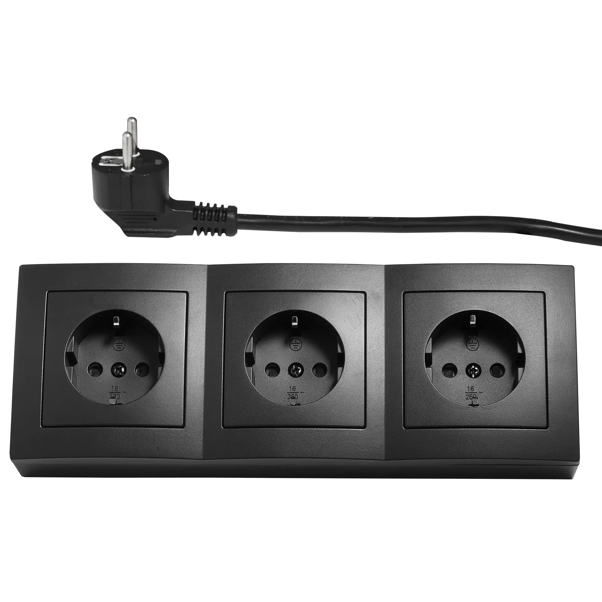 Steckdosenblock McPower ''Flair'' 250V~/16A, schwarz, 3-fach, 2m Kabel+ Stecker – Bild 2