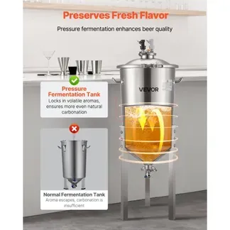 VEVOR konischer Gärbehälter Edelstahl 30 L Gärtank für Heimbrauen, Gärkessel mit konischem Boden & Verlängerungsbeinen & Deckel & Griff & Thermometer, Gärfass für Wein- und Biergärung VEVOR konischer Gärbehälter Edelstahl 30 L Gärtank für Heimbrauen, Gärkessel mit konischem Boden & Verlängerungsbeinen & Deckel & Griff & Thermometer, Gärfass für Wein- und Biergärung