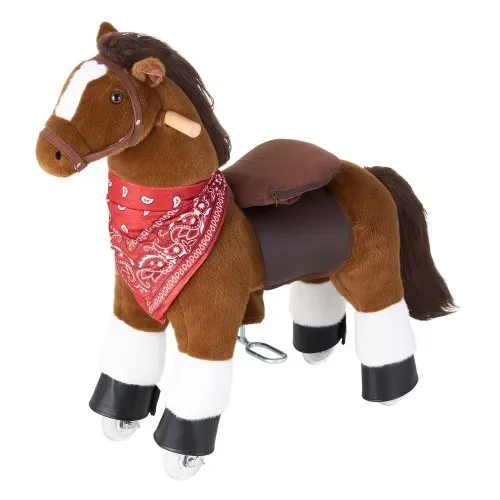 VEVOR Reitpferd auf Rollen 76cm, 50kg Belastbares Stehpferd mit Soundfunktion, Spielpferd mit Erhöhtem Sitz Griffen & Pedalen, Braunes Schaukelpferd zum Draufsitzen & Reiten für Kinder von 3-6 Jahren – Bild 8