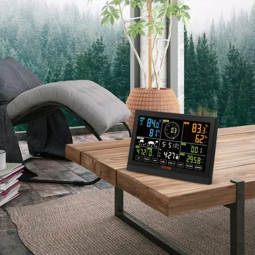 VEVOR Profi WLAN-Wetterstation 7 in 1 solarbetrieben Wettercenter 190,5 mm (7,5-inch) Display 150m Übertragungsreichweite Außensensor für Windgeschwindigkeit Windrichtung Temperatur Luftfeuchtigkeit Niederschlag – Bild 7