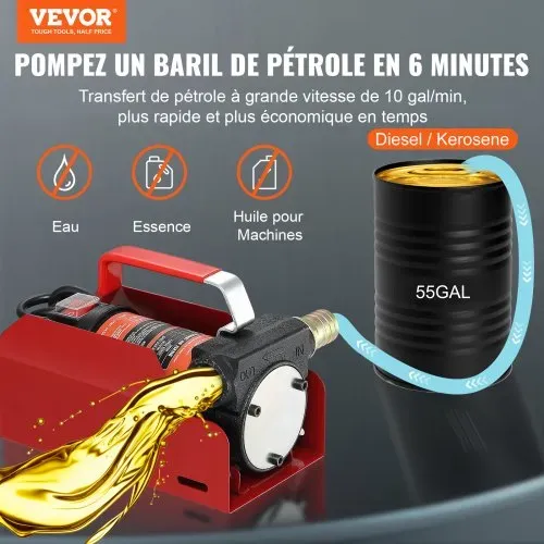 VEVOR Dieselpumpe, 155 W Kraftstoffpumpe Absaugpumpe, 1/4 PS Heizölpumpe 12 V 8 m Förderhöhe 3 m Saughöhe Selbstansaugend Automatik-Zapfpistole 4 m Auslassschlauch für Diesel Kerosin Transformatoröl VEVOR Dieselpumpe, 155 W Kraftstoffpumpe Absaugpumpe, 1/4 PS Heizölpumpe 12 V 8 m Förderhöhe 3 m Saughöhe Selbstansaugend Automatik-Zapfpistole 4 m Auslassschlauch für Diesel Kerosin Transformatoröl