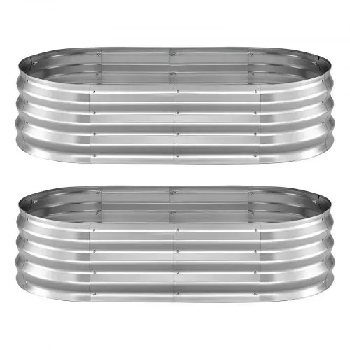 VEVOR Hochbeet Metall 2er-Pack 120x60x30 cm, Ovales Gartenbeet, Pflanzkasten-Set für den Außenbereich, Gemüsebeet mit Handschuhen, Blumenbeet, Pflanzbeet für Blumen & Gemüse, Silber – Bild 8