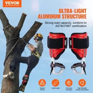 VEVOR Baumkletterspikes, 1 Paar Aluminium-Klettersporne, 350 lbs Tragkraft, Baumkletterausrüstung mit Gurten und Spike-Schutz, Baumpflegeausrüstung für Kletterer, Jagen, Obstpflücken, Rot VEVOR Baumkletterspikes, 1 Paar Aluminium-Klettersporne, 350 lbs Tragkraft, Baumkletterausrüstung mit Gurten und Spike-Schutz, Baumpflegeausrüstung für Kletterer, Jagen, Obstpflücken, Rot