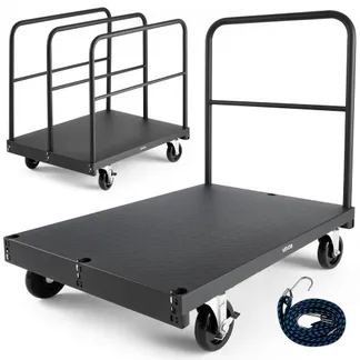 VEVOR Plattenwagen, 816 kg, 2-in-1 Transportwagen mit 360° Lenkrollen, Plattenroller, Plattenkarre mit 4 seitlichen Handläufen, Transporthilfe für Fabrik, Lager, Garage, Schwarz 914x610x858 mm VEVOR Plattenwagen, 816 kg, 2-in-1 Transportwagen mit 360° Lenkrollen, Plattenroller, Plattenkarre mit 4 seitlichen Handläufen, Transporthilfe für Fabrik, Lager, Garage, Schwarz 914x610x858 mm