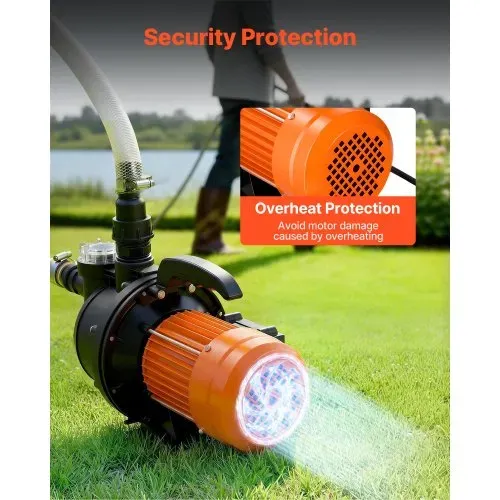 VEVOR Gartenpumpe, 1300 W, 230 V, max. Fördermenge 4800 L/h, PP Bewässerungspumpe mit 48 m Förderhöhe, Überhitzungsschutz, Europäische Spannungsnormen, für Gartenbewässerung &-bewässerung – Bild 4