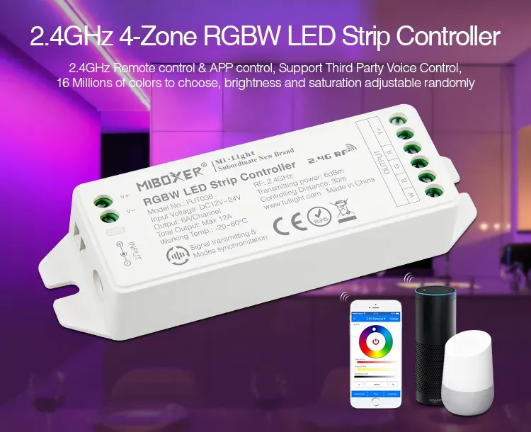 MiBoxer FUT038M LED Controller RGB-W 2,4GHz DC12/24V für LED Strips MiBoxer FUT038M LED Controller RGB-W 2,4GHz DC12/24V für LED Strips