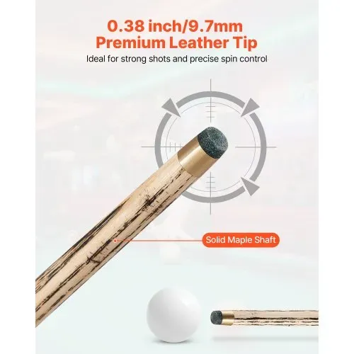 VEVOR Snookerqueue Billardqueue (1447,8 mm / 540 g) mit Verlängerungsstange & Lederspitze & Holzkoffer, Billardstock geeignet für professionellen Billardtisch, Bar, Zuhause, Büro – Bild 2