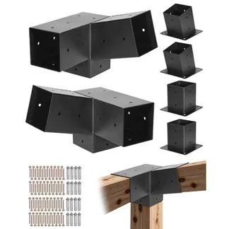 VEVOR Pfostenverbinder, 3-Wege-Schräghalterungen für 92×92 mm Holzbalken, 2er-Pack Pergola-Halterungen mit 2 Pfostensockeln & 2 Wandmontagesockeln, für Pergolen, Pavillons & Schuppen im Freien VEVOR Pfostenverbinder, 3-Wege-Schräghalterungen für 92×92 mm Holzbalken, 2er-Pack Pergola-Halterungen mit 2 Pfostensockeln & 2 Wandmontagesockeln, für Pergolen, Pavillons & Schuppen im Freien