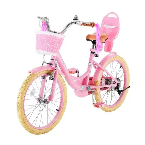 VEVOR Kinderfahrrad 20 Zoll Straßenfahrrad für 7-13 Jahre mit Ständer Rosa, Kinderrad aus Kohlenstoffstahl für Mädchen, Prinzessin-Stil, Doppelbremsen, Sattel & Lenker Verstellbar, mit Puppensitz Korb – Bild 10
