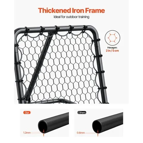 VEVOR Fußball-Rebounder Rückprallnetz Kick-Back 34 x 34 Zoll tragbare Fußball-Trainingsgeschenke, Tornetz mit vollständig einstellbaren Winkeln, Hilfsmittel und Ausrüstung für alle Altersgruppen – Bild 3