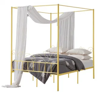 VEVOR Himmelbettrahmen (Queen Size), Metallhimmelbett mit minimalistischem Kopfteil & Himmelbett-Design, robuste Stahllattenstütze (rund), Stauraum unter dem Bett, kein Boxspring erforderlich, Gold VEVOR Himmelbettrahmen (Queen Size), Metallhimmelbett mit minimalistischem Kopfteil & Himmelbett-Design, robuste Stahllattenstütze (rund), Stauraum unter dem Bett, kein Boxspring erforderlich, Gold