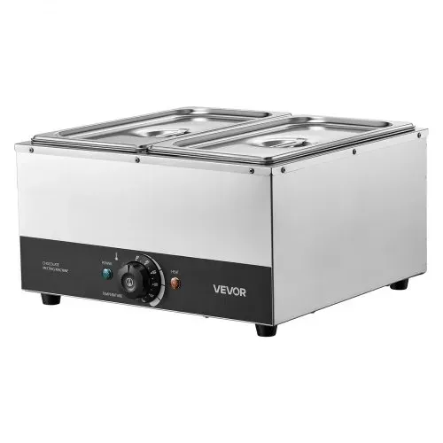VEVOR Schokoladenschmelzmaschine 2 Abnehmbare Behälter Edelstahl 1,2 kW, für Bäckereien, Konditoreien und Restaurants, mit Temperaturregelung 30–85 ℃, Trockenlaufschutz, Schokoladentempiermaschine – Bild 9