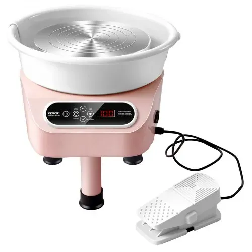 VEVOR Töpferscheibe, 25 cm Töpferformmaschine, 350 W elektrische Töpferscheibe mit Pedal & LCD-Touchscreen, Direktantrieb-Keramikscheibe mit 3 Stützbeinen für DIY-Kunsthandwerk, Rosa – Bild 9